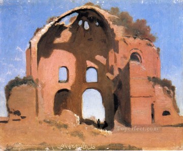  Romanticism Canvas - Temple of Minerva Medica Rome plein air Romanticism Jean Baptiste Camille Corot